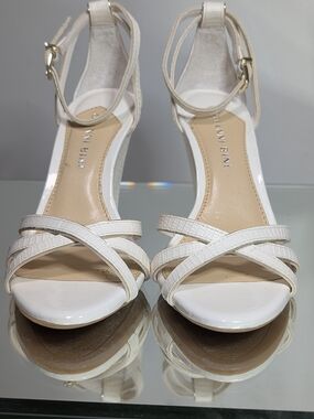 Gianni Bini Women's Size 6.5, White Strappy Ankle Strap Heels